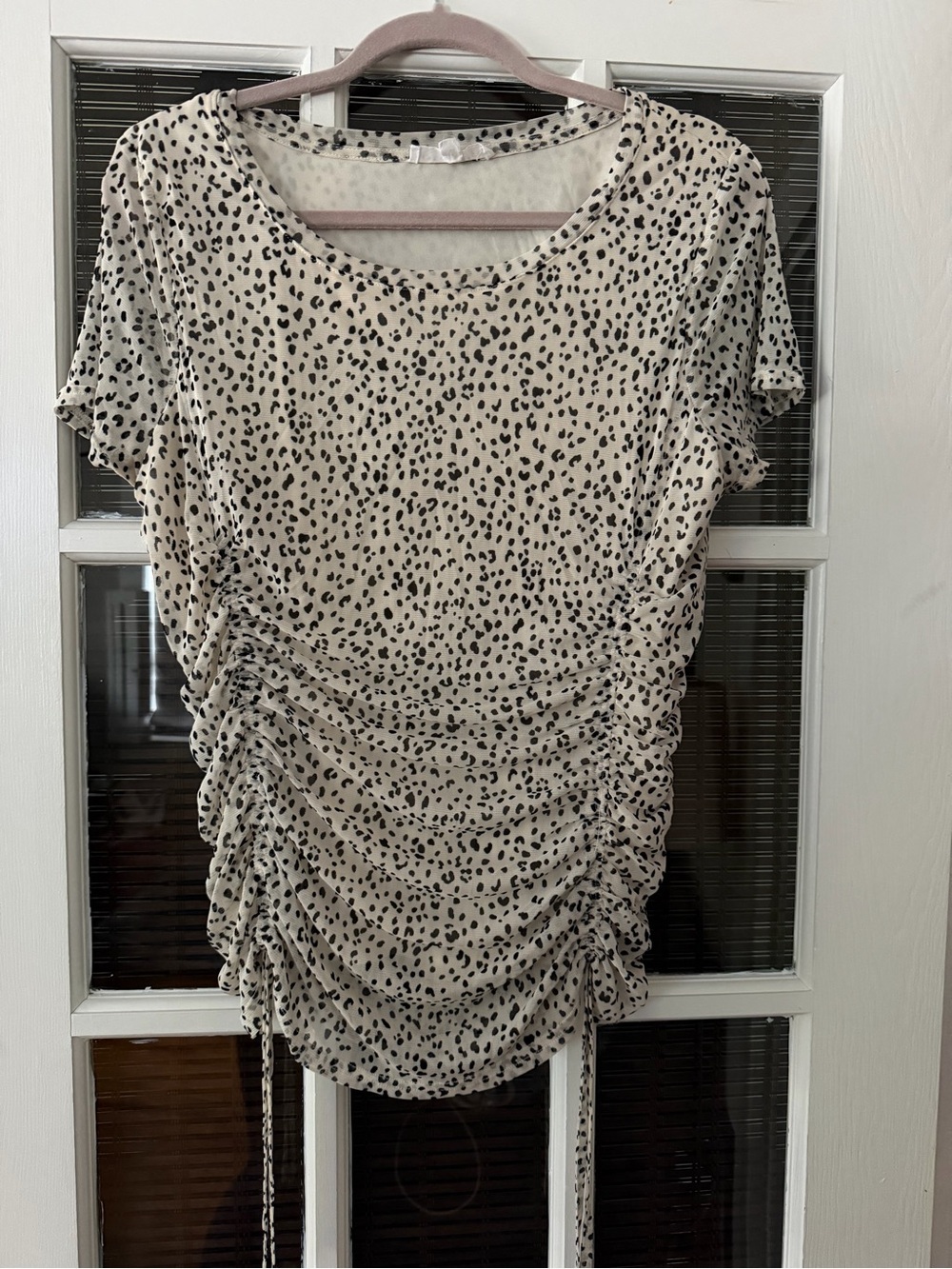 Jane + Delancey Women’s XL Cream Ruched Lined Animal Print Blouse | SKU 0084